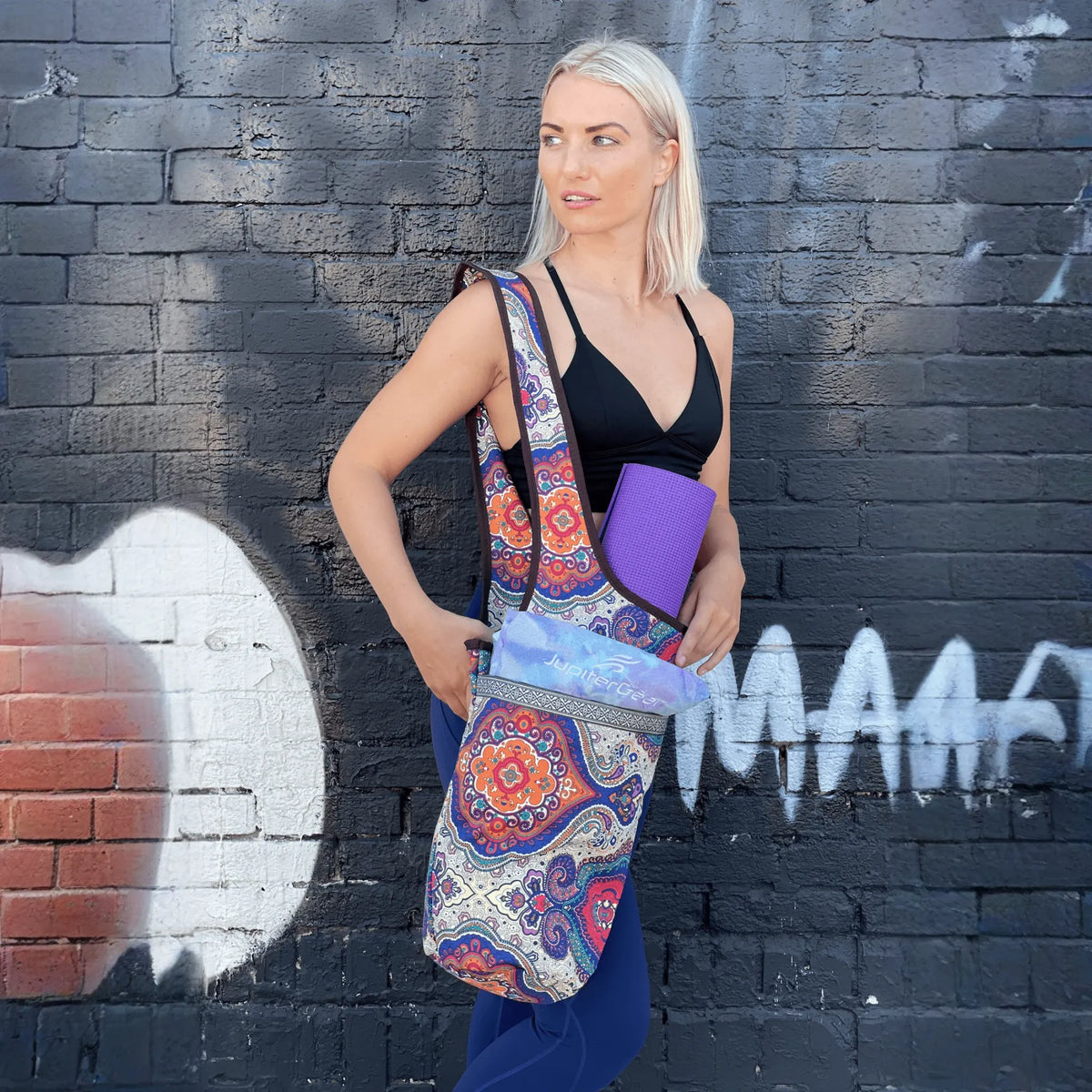 JupiterGear Yoga Mat Carrying Tote Bag with Large Pockets