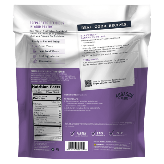 Freeze Dried Sliced Strawberries Family Size Pouch, 20 Servings