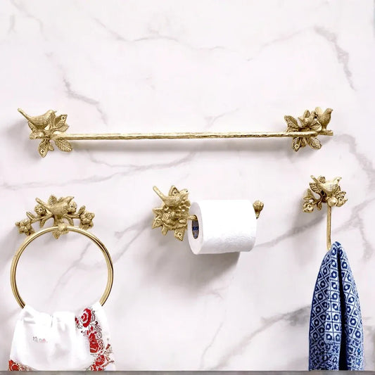 Brass Bird Towel Rack - Brushed/Satin Finish
