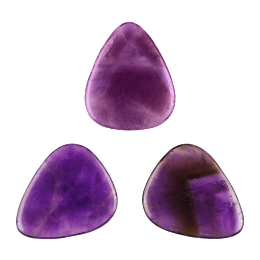 Amethyst Stone Guitar Or Bass Pick - 3.0 mm Ultra Heavy Gauge - 351 Shape - Specialty Handmade Gemstone Exotic Plectrum