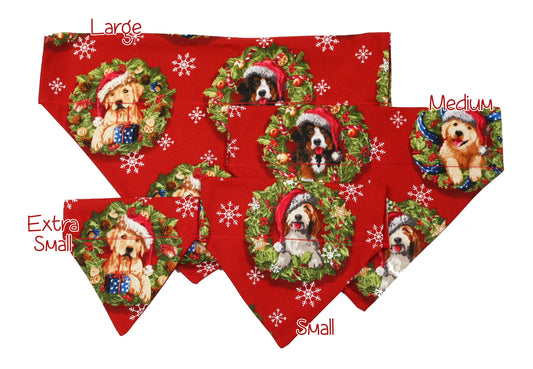 Christmas Dogs on Red Pet Scarf