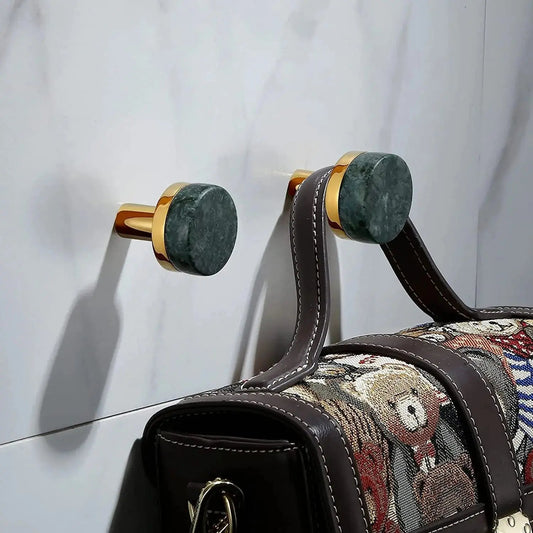 Modern Round Hook - Brass and Marble
