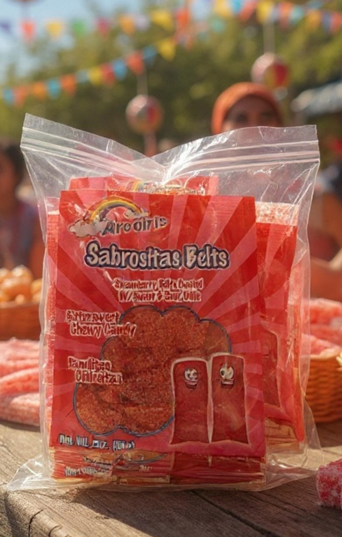 1 lb Mexican Strawberry Spicy Belts 1 Libra De Cintitas de Fresa con Chile Picosositas Mexicanos Saladitos