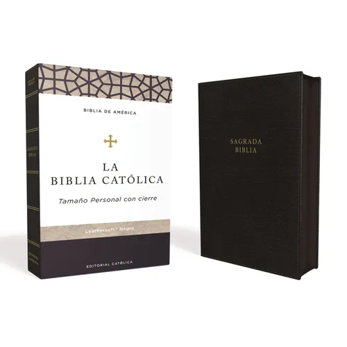 Biblia Católica, Tamaño Personal, Leathersoft, Negra, Con Cierre, Comfort Print
