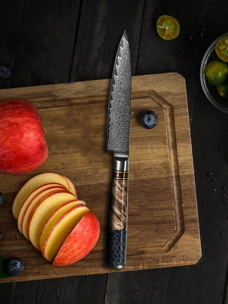 Maverick VG10 Chef Knife Damascus Petty Knife with Exotic Olive Wood Handle