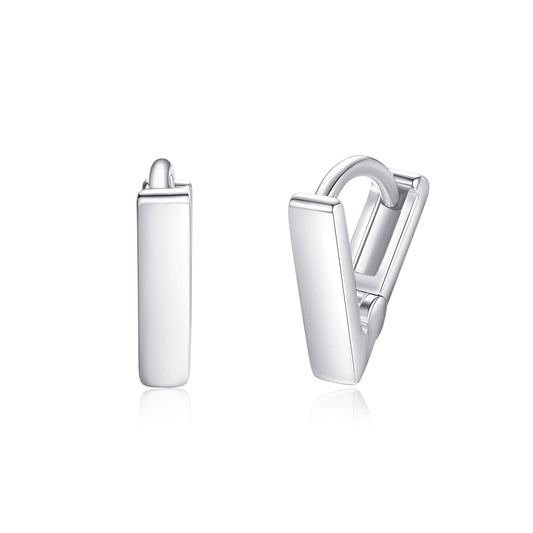 925 Sterling Silver Plain Mini Triangular Huggie Hoop Earrings