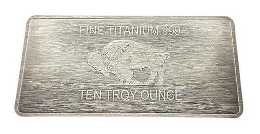 10 Ounce OZ 999 Fine Solid Titanium Precious Metal American Buffalo Bar Ingot Bullion Ti Element Chemistry Proof Mint Coin