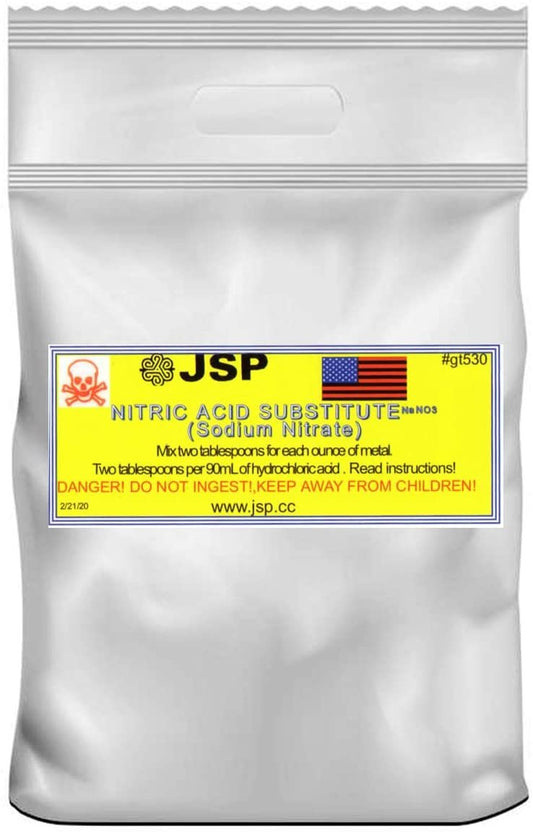 JSP Nitric Acid Substitute Sodium Nitrate for Gold Refining & Recovery - Reagent Grade (4 oz, 8 oz , & 16 oz bag)