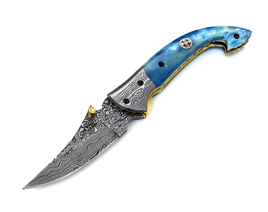 Dionysus Gentleman's Pocket Knife with Bone Handle & Leather Sheath