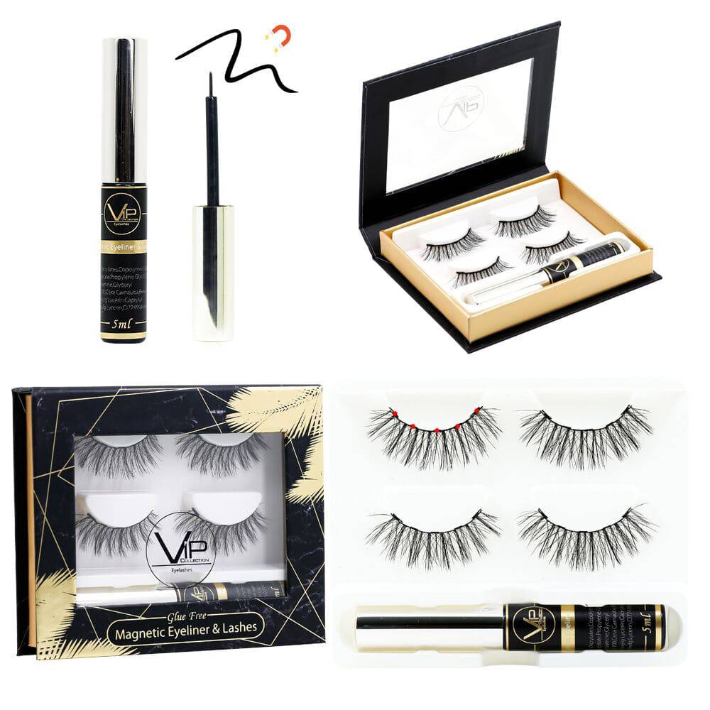 VIP Magnetic Lashes with Magnetic Eyeliner - 2 pairs