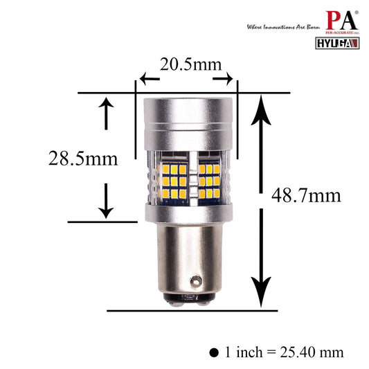 1157 2057 2357 7528 LED Turn Signal Light Anti Hyper Flash CANBUS Error Free Switchback Dual Color Bulb White Amber BAY15D | G54 Series HYUGA (Pack of 2) - PA LED BULB - HYUGA - Little Red General Store