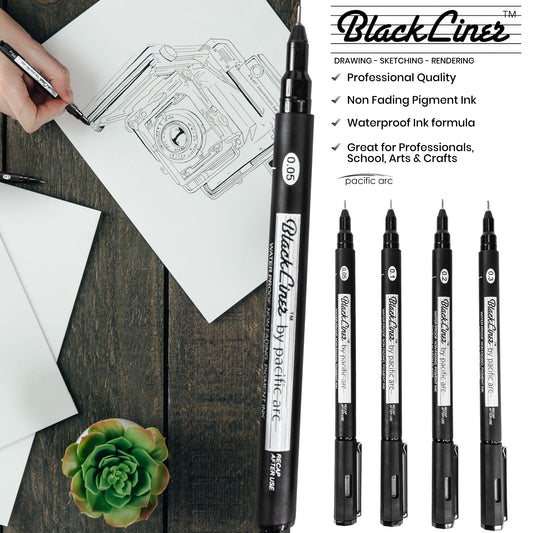 Pacific Arc | Blackliner Black Fineliner Pens | Differently Sized Fine Drawing Pens - Pacific Arc - Little Red General Store