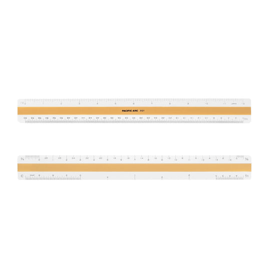 Pacific Arc, Professional 6" or 12" Four Bevel Flat Scale Ruler, Plastic, Architect, Engineer, Metric, and Combo graduations, 4 Bevel Scales for Drafting, Architecture, and Engineering - Pacific Arc - Little Red General Store