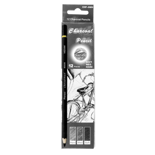 Premium Charcoal Drawing Pencils for Artists - 6 Pieces Soft Medium and Hard - Charcoal Pencils for Drawing, Sketching and Shading - Great Non Toxic Art Supplies Set for Adults and Kids - Pacific Arc - Little Red General Store