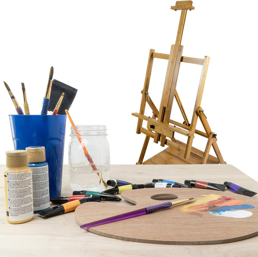 Pacific Arc, Bamboo Professional Lobo Easel H - Frame with bottom shelf , 46 Inch Canvas size for Painting, Drawing, Watercolors,Sketching, Pictures, Signs, Posterboards - Pacific Arc - Little Red General Store