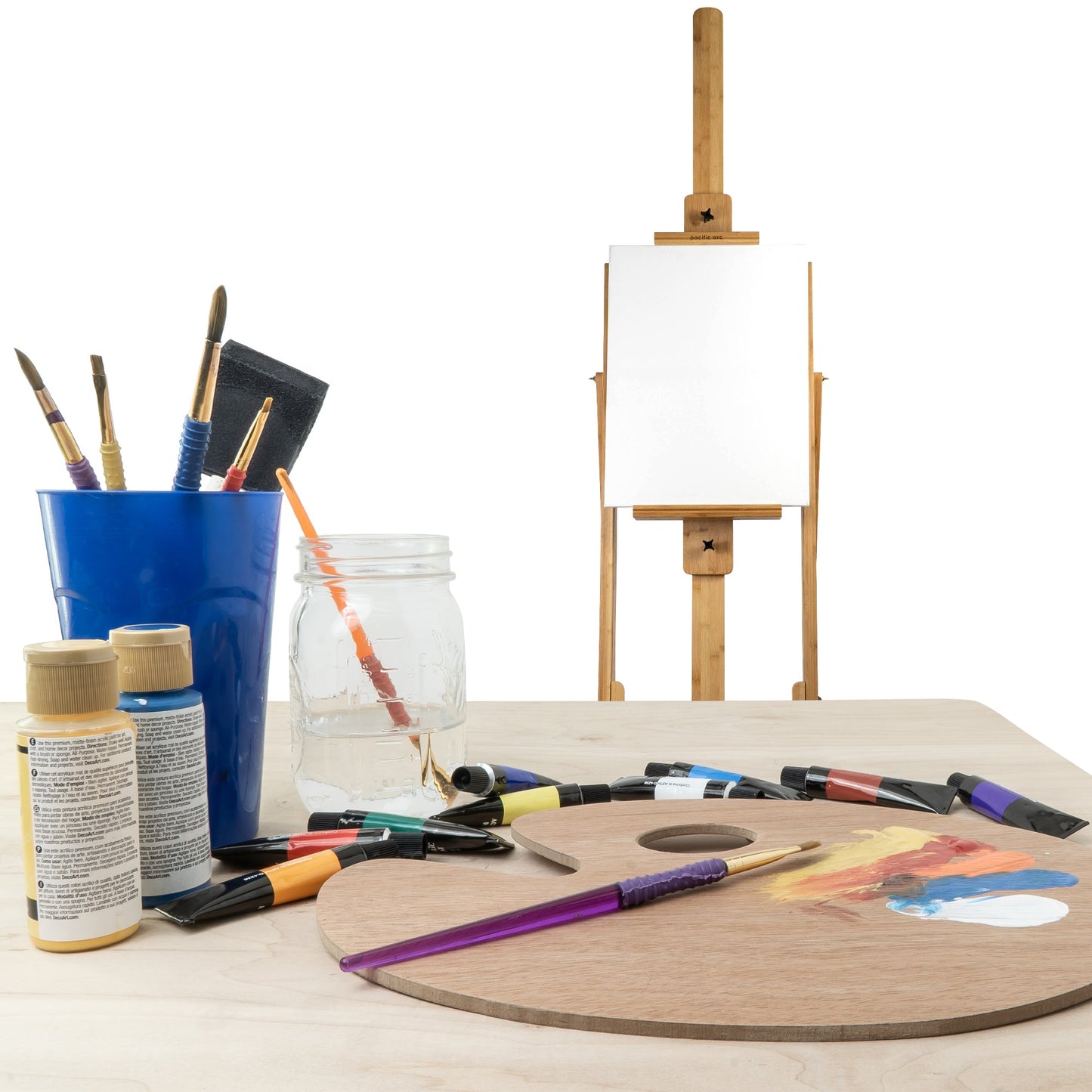 Pacific Arc - Professional Bamboo Studio Easel with Casters and Center Tray, 89 Inch Canvases for Watercolors, Painting, Sketching, Drawing, and Display - Pacific Arc - Little Red General Store