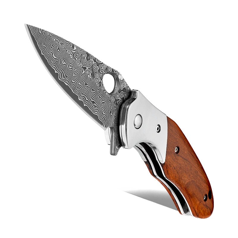 Polar Japanese VG10 Damascus Pocket Knife with Exotic Sandal Wood Handle