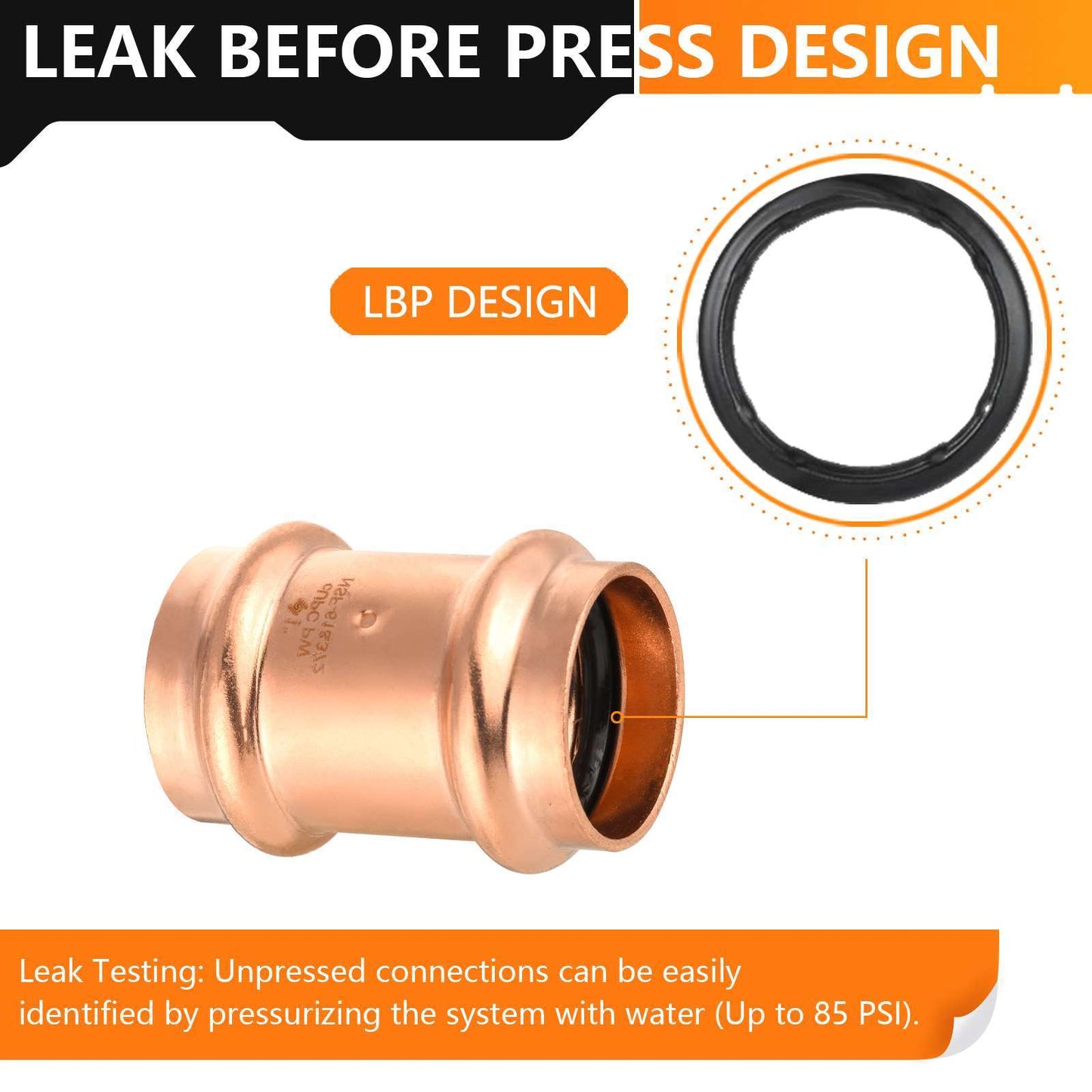 1" Press Copper Coupling w/Stop (Lead Free)