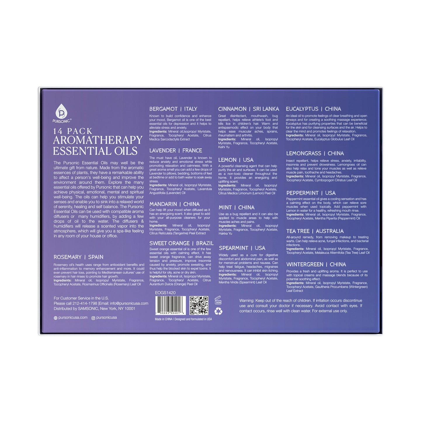 14 Pack Aromatherapy Essential Oil Gift Set - Pursonic - Little Red General Store
