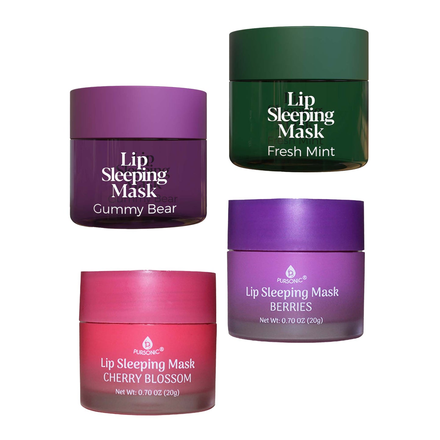 Lip Sleeping Mask Collection Bundle: Cherry Blossom & Berries + Gummy Bear & Fresh Mint - Pursonic - Little Red General Store