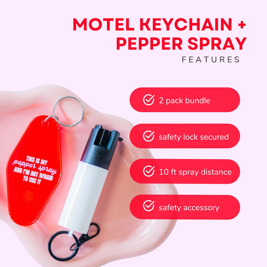 Motel Keychain + Pepper Spray Bundle - Safely Self Defense - Little Red General Store