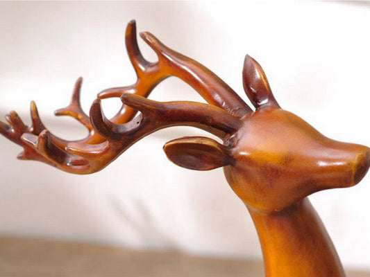 Large Pair of Brown Deer Sculpture with Antlers - 16" tall - Samiksha's - Little Red General Store