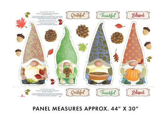 Benartex Falling For Gnomes Panel On White Thanksgiving 100% Cotton Fabric - Seasonal Fabrics - Little Red General Store