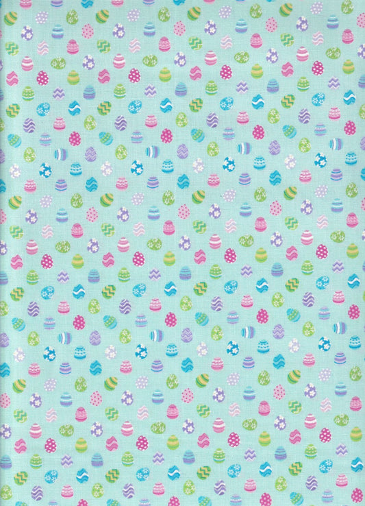 44 x 36 Easter Mini Tiny Patterned Eggs Light Green Fabric Traditions 100% Cotton - Seasonal Fabrics - Little Red General Store