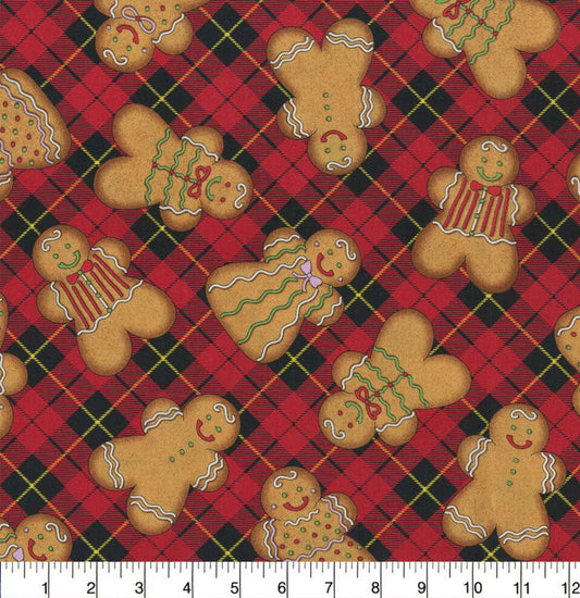 Timeless Treasures Gingerbread on Red Plaid 100% Cotton Fabric - Seasonal Fabrics - Little Red General Store