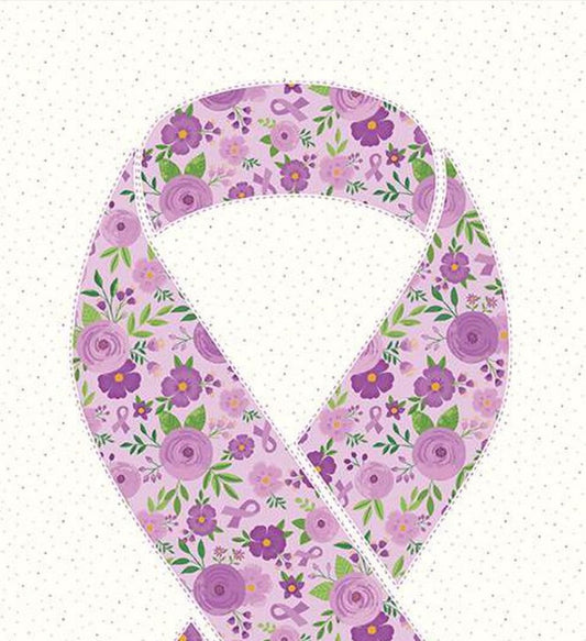 24 Inch Strength In Lavender Ribbon Panel Breast Cancer Awareness Riley Blake 100% Cotton - Seasonal Fabrics - Little Red General Store