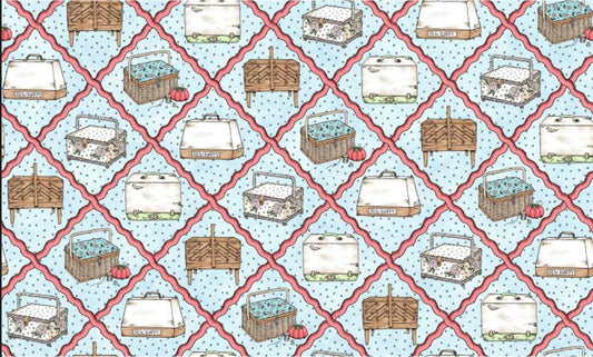 44 x 36 Diamond Ric Rac Maywood Studio Aqua Blue 100% Cotton Novelty - Seasonal Fabrics - Little Red General Store