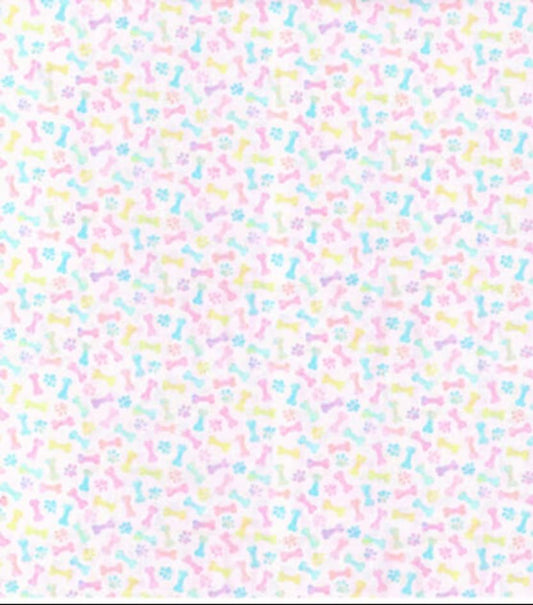 44 x 36 Easter Puppy Paws and Bones Pink Fabric Traditions 100% Cotton - Seasonal Fabrics - Little Red General Store