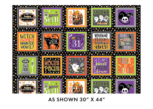 Benartex Glowoween Boxes On Black Glow in the Dark Halloween 100% Cotton Fabric - Seasonal Fabrics - Little Red General Store