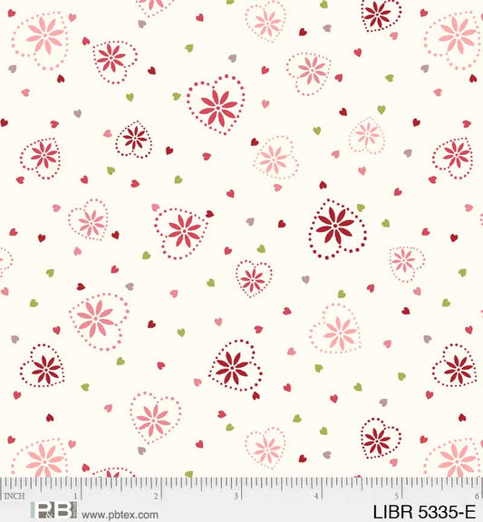 44 x 36 Love Birds Hearts on White 100% Cotton Fabric Valentine - Seasonal Fabrics - Little Red General Store