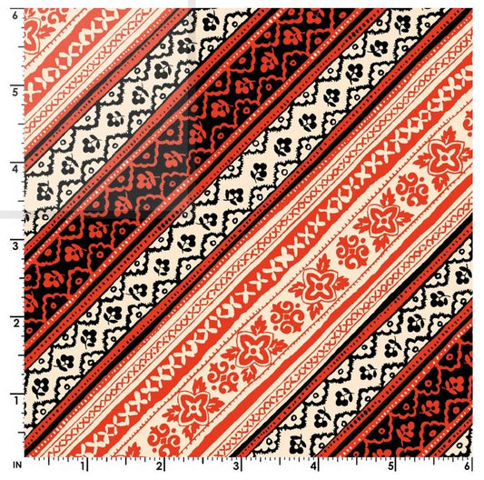 44 x 36 Diagonal Stripes Red Maywood Studio 100% Cotton Novelty - Seasonal Fabrics - Little Red General Store