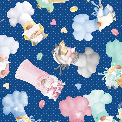 44 x 36 Sweet Gnomes Blue Benartex 100% Cotton All over print Easter - Seasonal Fabrics - Little Red General Store