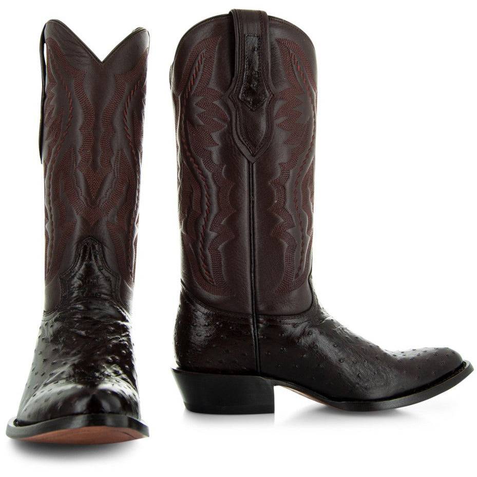Men's Brown Ostrich Print Cowboy Boots (H7002)