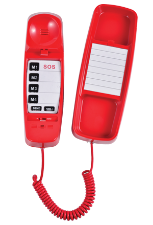 FIRST M by TAFEA Emergency Phone | One-Button 911 Dialer, Programmable M2–M4, Hands-Free Listening, Loud Ringer – Ideal for Homes, Gyms, Hospitals, Hotels & Public Spaces