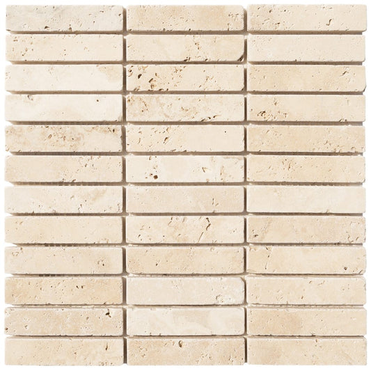 Light Beige Travertine Tumbled Mosaic Floor and Wall Tile - Livfloors Collection