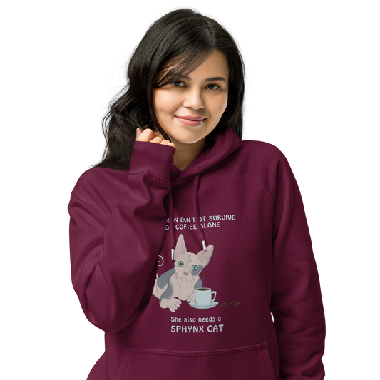 "WOMAN CAN'T SURVIVE ON COFFEE ALONE" ECO HOODIE