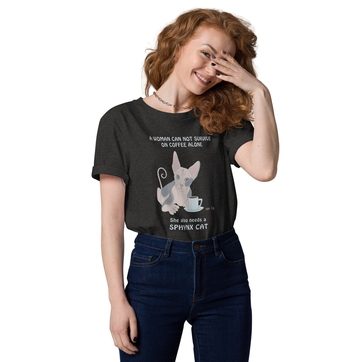 "WOMAN CAN'T SURVIVE ON COFFEE ALONE" WOMAN'S ECO TEE