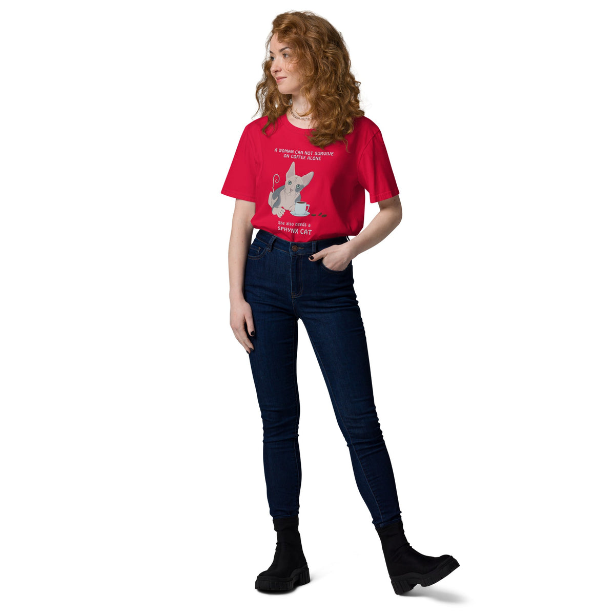 "WOMAN CAN'T SURVIVE ON COFFEE ALONE" WOMAN'S ECO TEE