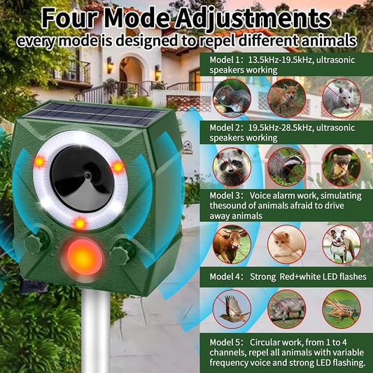 Ultrasonic Animal Repellent Deer Repellent Cat Repellent Outdoor Infrared Sensor Solar Animal Repeller Deterrent Raccoon Repellent Repel Dog Skunk Rabbit Away Yard - Wautton Outdoor Gear - Little Red General Store