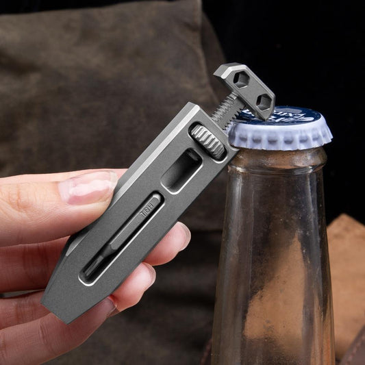 Titanium Alloy Telescopic Crowbar Camping Bottle Opener Screwdriver Wrench Outdoor EDC Hand Tools With 3 Batch Head - Wautton Outdoor Gear - Little Red General Store