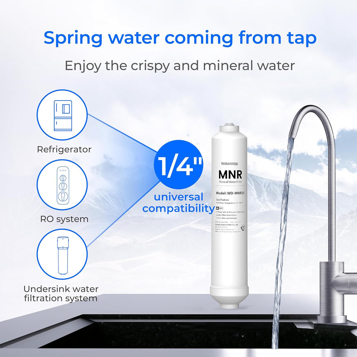Remineralization Filter for Waterdrop Undersink Reverse Osmosis Systems-Waterdrop MNR35