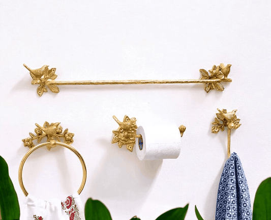 Brass Bird Towel Rack - Polished Finish