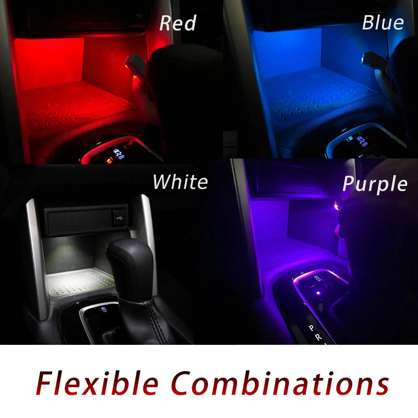 LED Ambient Light Central Console Box Light Footwell Glove Box Bulb Original Reserved Hole with Dedicated Wiring Harness for Toyota Cross Corolla Auris Subaru (ONLY Light)