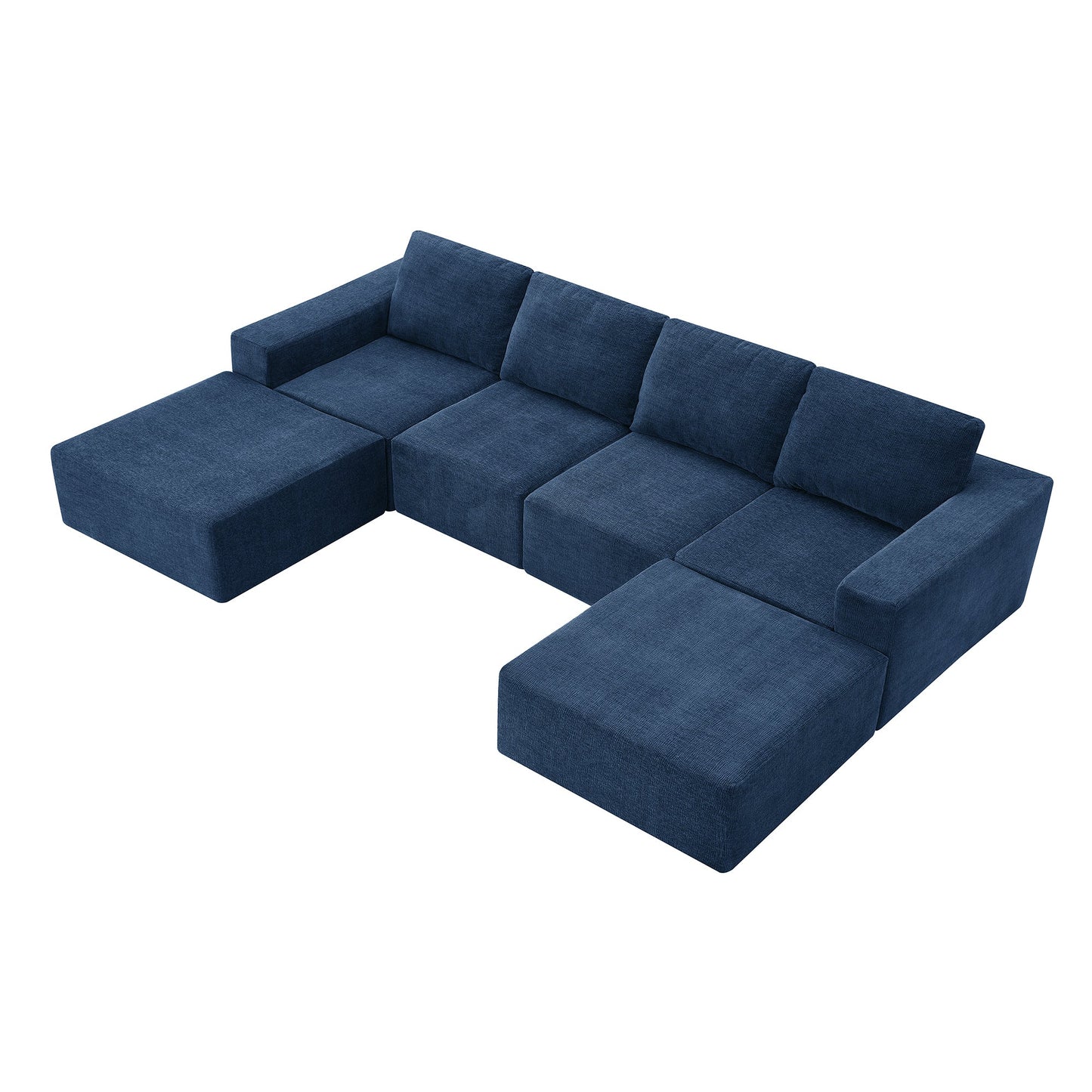110*72' Modular U Shaped Sectional Sofa with Ottomans,Luxury Cloud Chenille Floor Couch with Deep Seat,No Assembly Required,Fully Compressed Upholstered Sofa for Living Room,Bedroom,3 Colors