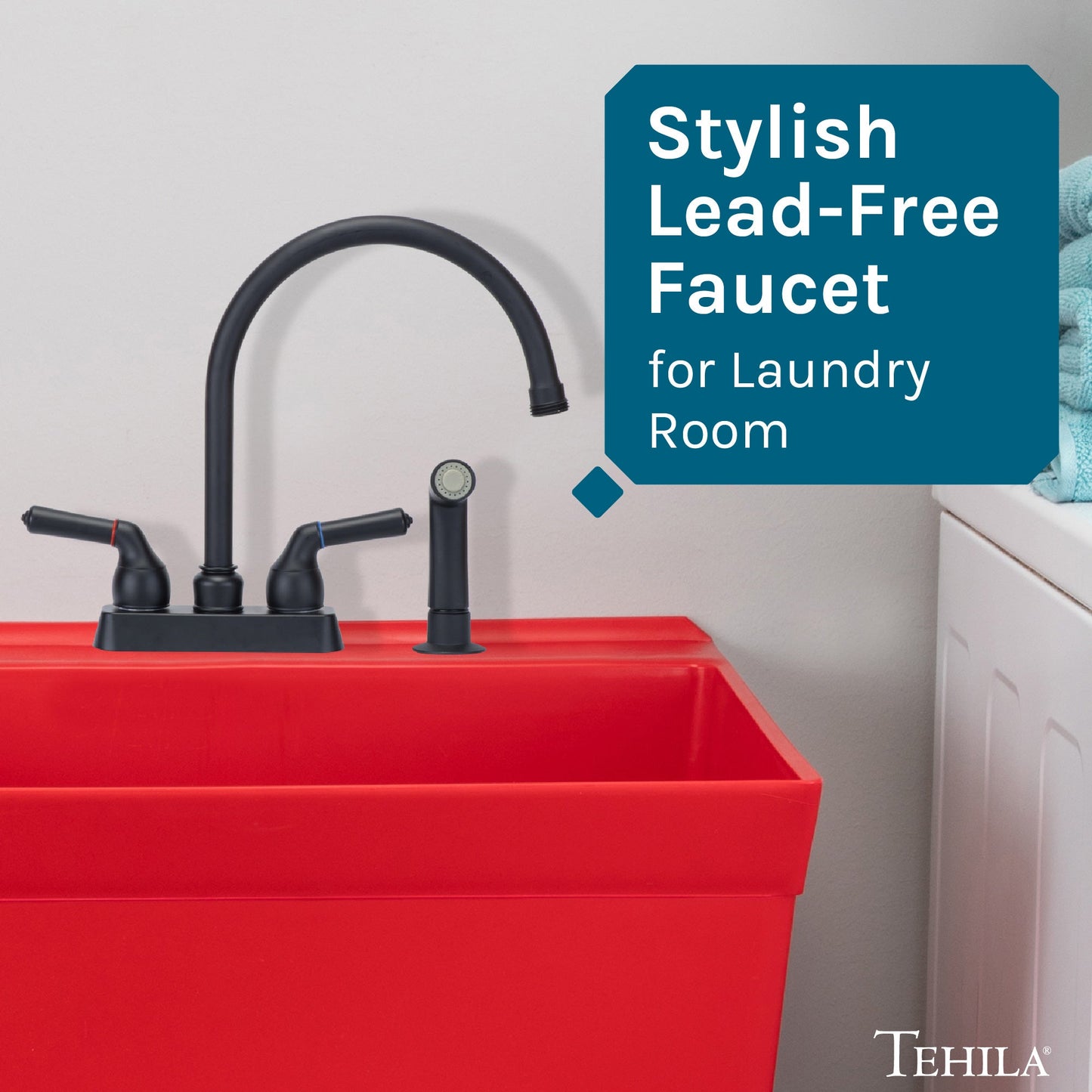 Tehila Black Finish Gooseneck Faucet with Side Sprayer