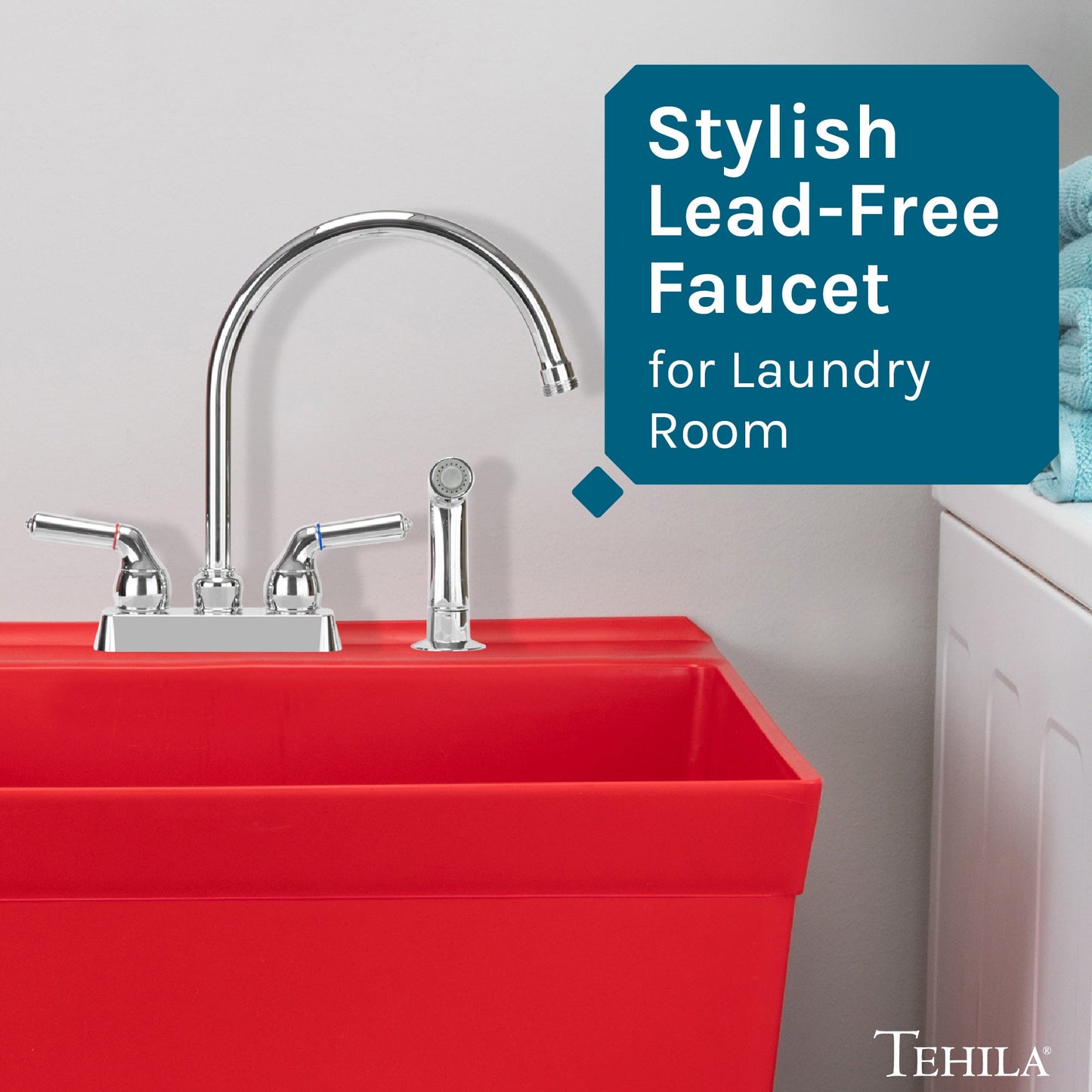 Tehila Chrome Finish Gooseneck Faucet with Side Sprayer